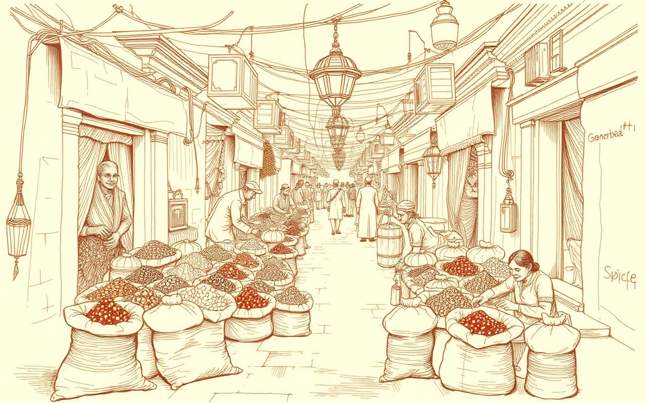 Vintage Hyderabad spice market